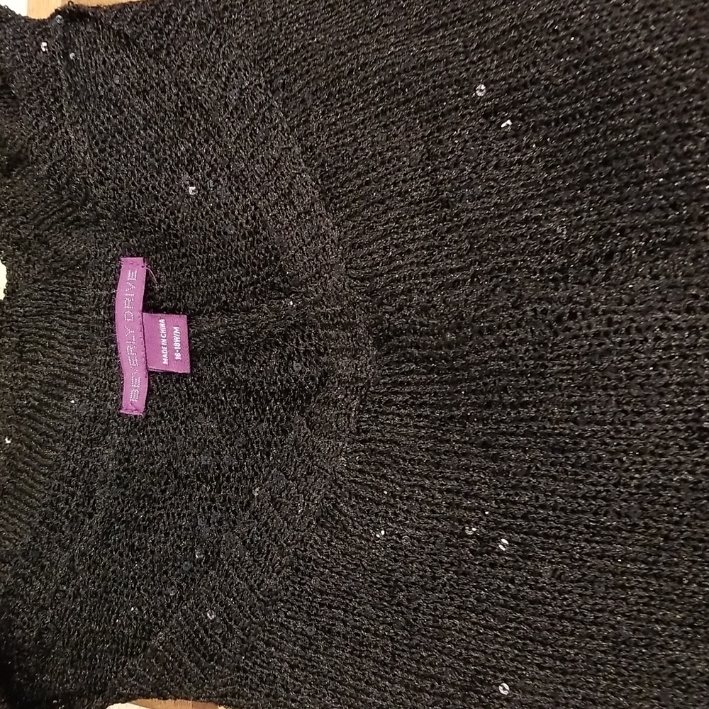 Black With Iridescent Sequins Net Overlay Top Sz … - image 7